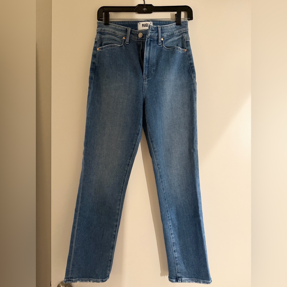 PAIGE Women's Straight Leg Blue Jeans